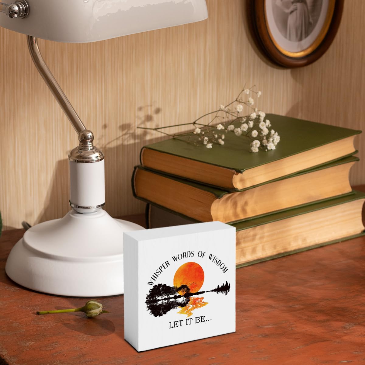 Musical Gift Wooden Plaque 5x5 Inch - Handcrafted Desktop Decoration with Uplifting Lyrics, Unique Home Decor for Music Enthusiasts