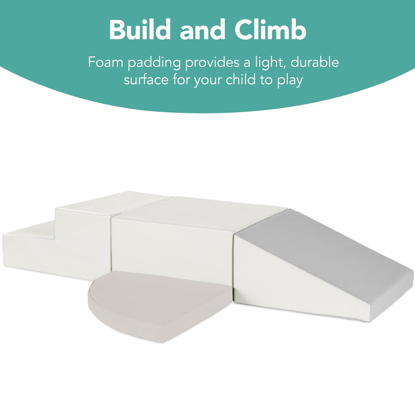Best Choice Products Soft Foam Climbing Blocks for Toddlers, 4-Piece Baby Play Set, Easy-Clean Vinyl Foam Shapes, Safe Certified Materials, Early Learning Motor Skill Development Toy - Neutral