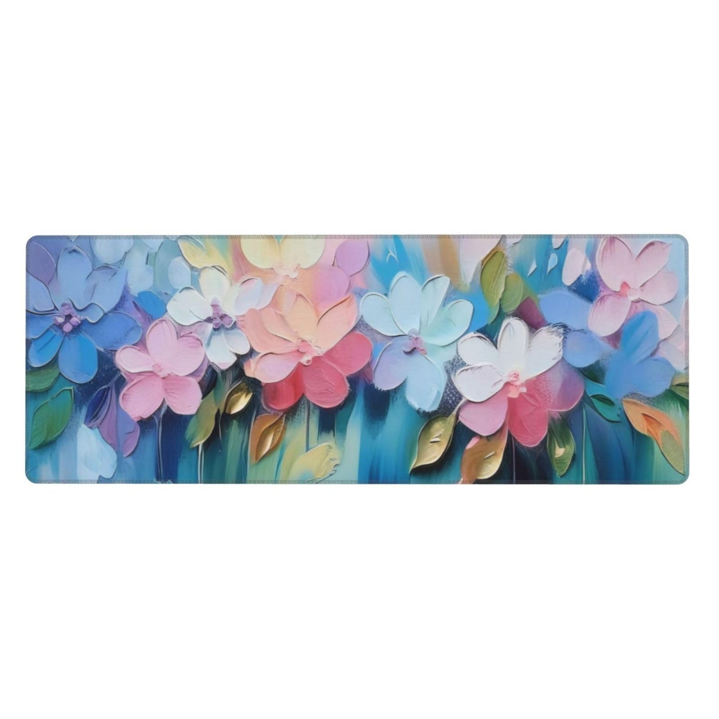 Gaming Mouse Pad, Large Non-Slip Rubber Base Mousepad, Keyboard Mouse Mat, Desk Pad with Stitched Edges, 31.5x11.8inch, Oil Flower