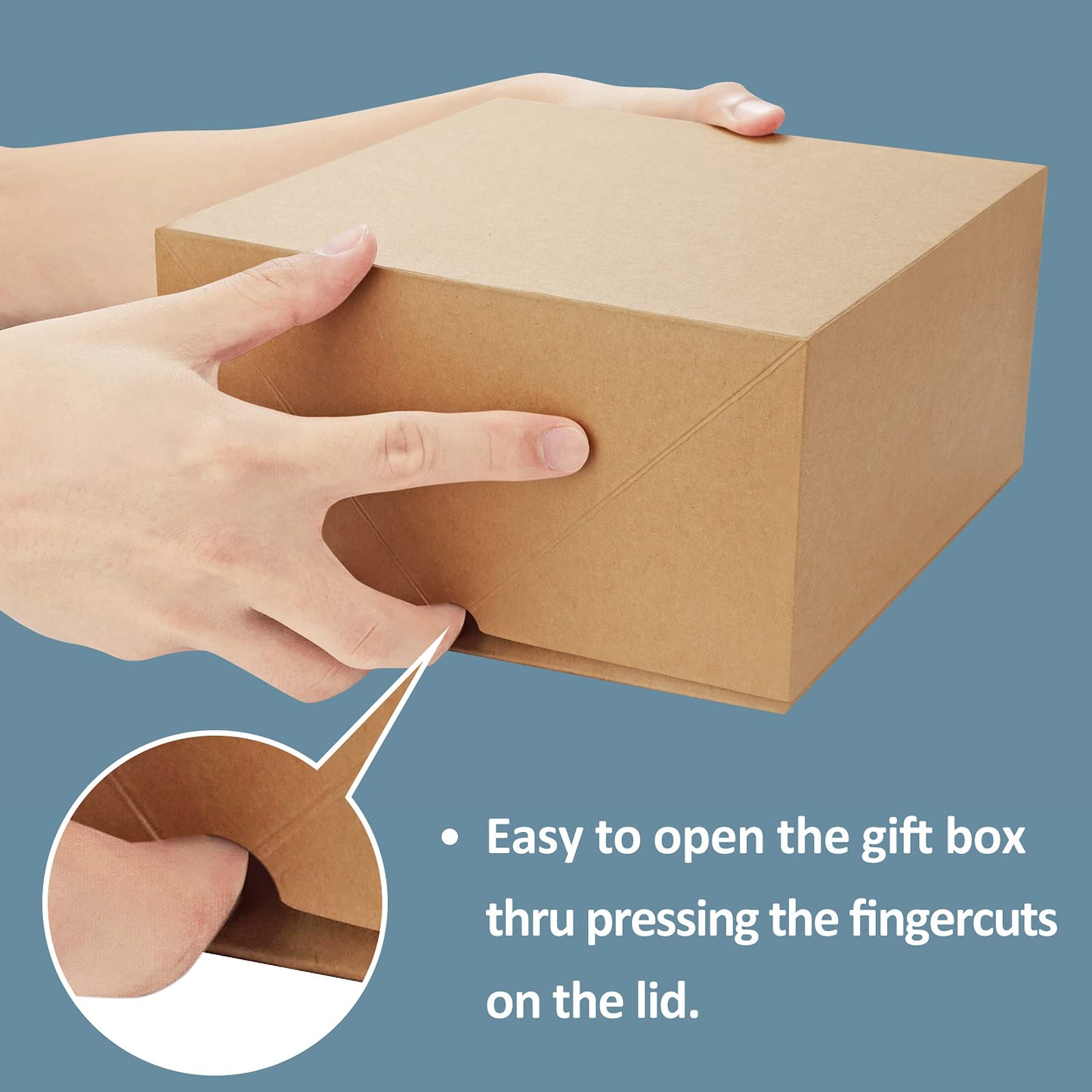 ValBox Premium Gift Boxes 10 Pack 8 x 8 x 4 Brown Paper Gift Boxes with 20 Meters Hemp Rope for Christmas Gifts, Bridesmaid Proposal Boxes, Easy Assemble Boxes