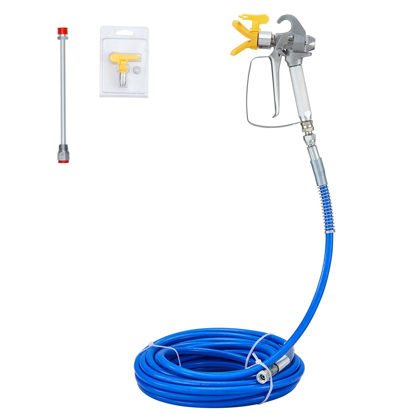 VEVOR Airless Paint Spray Hose Kit, 50ft, 3600 psi High Pressure Fiber Tube with 8 inch Extension Rod Pole, 517 Tip and Tip Guard, 1/4 inch Swivel Joint, for Homes, Buildings, Decks, or Fences