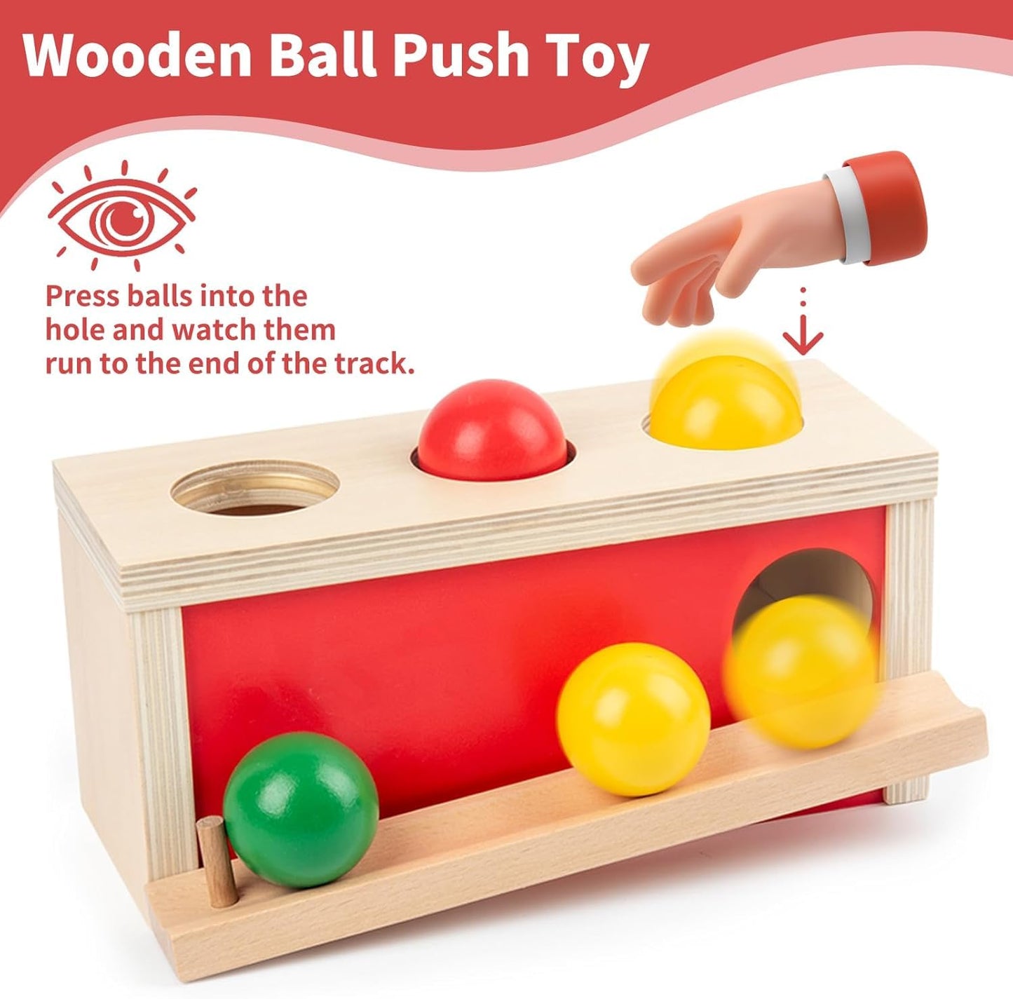 Smartwo Montessori Toys Object Permanence Box, Ball Tracker Drop Push Toy for Baby Toddler Kid Preschooler 1-3,Early Learning Activity, Educational Cause and Effect Game,Gift for Boys Girls