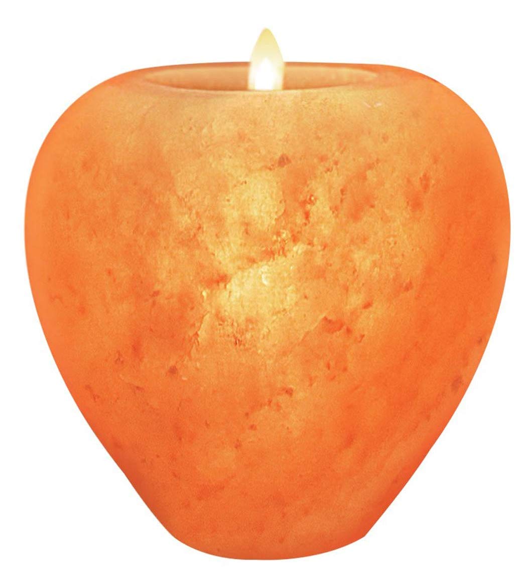 Himalayan Glow Apple Style Natural Pink Salt Tealight Candle Holder,100% Pure Crystal Salt Candle Lamp | Night Light & Decorative Light, Choice