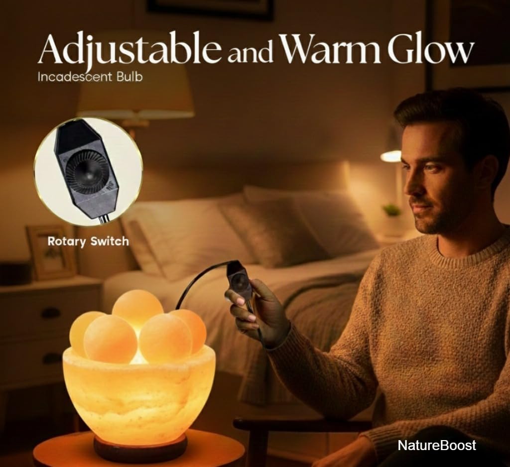HL Himalayan Pink salt Lamp Bowl with Balls comes with dimmer switch and a pair of bulbs (HL BOWL)