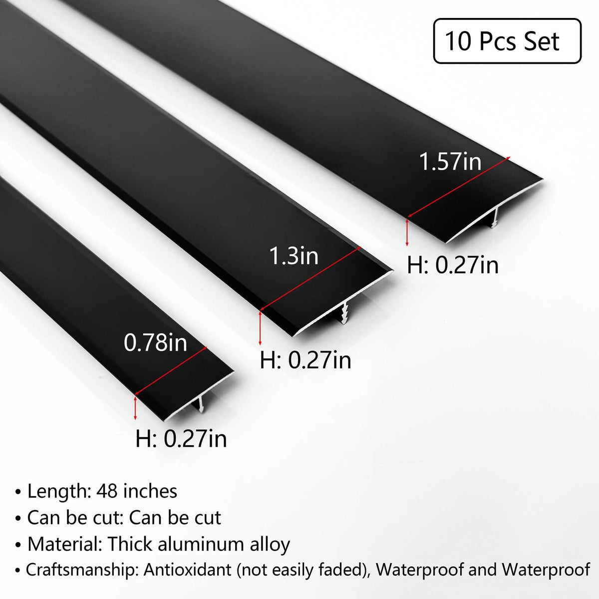 10Pcs Aluminum T Molding Floor Transition Strip (10 Count)