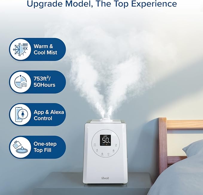 LEVOIT Top Fill Humidifier Replacement Filters & LV600S Smart Warm and Cool Mist Humidifiers & Humidifiers