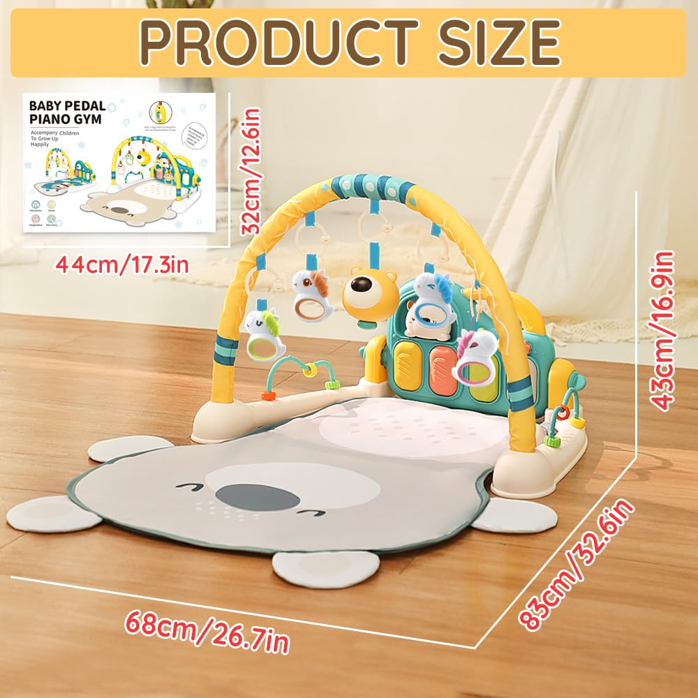 Caterbee Baby Piano Play Gym Mat with Music and Light (Bear)