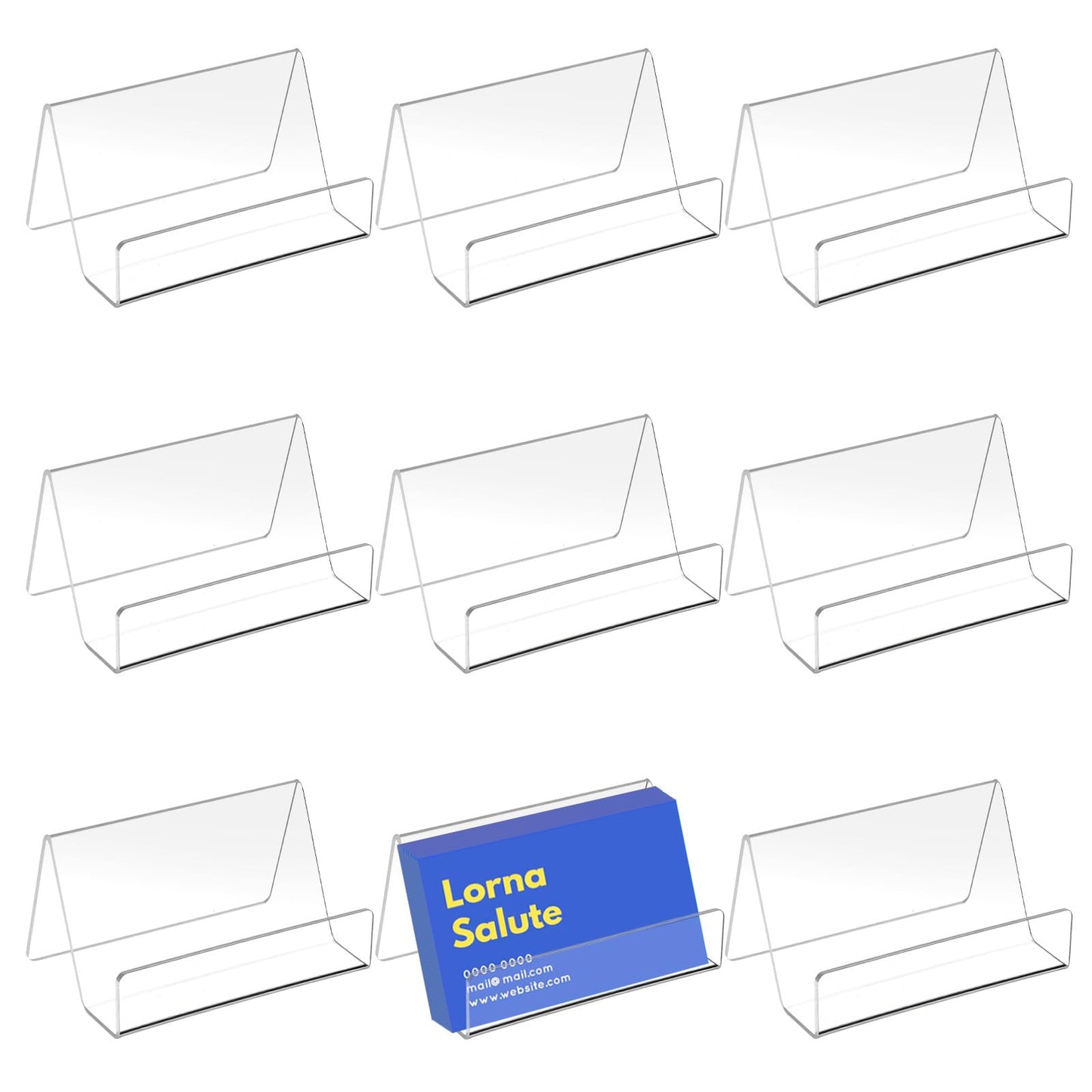 mekueeex 12 Pack Business Card Holder for Desk, Office Acrylic Business Card Table Top Display Holders, Clear Name Holder Stand