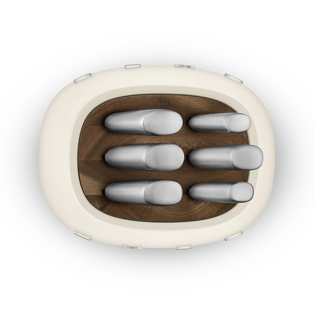 Smeg Cream Stainless Steel Knife Block Set