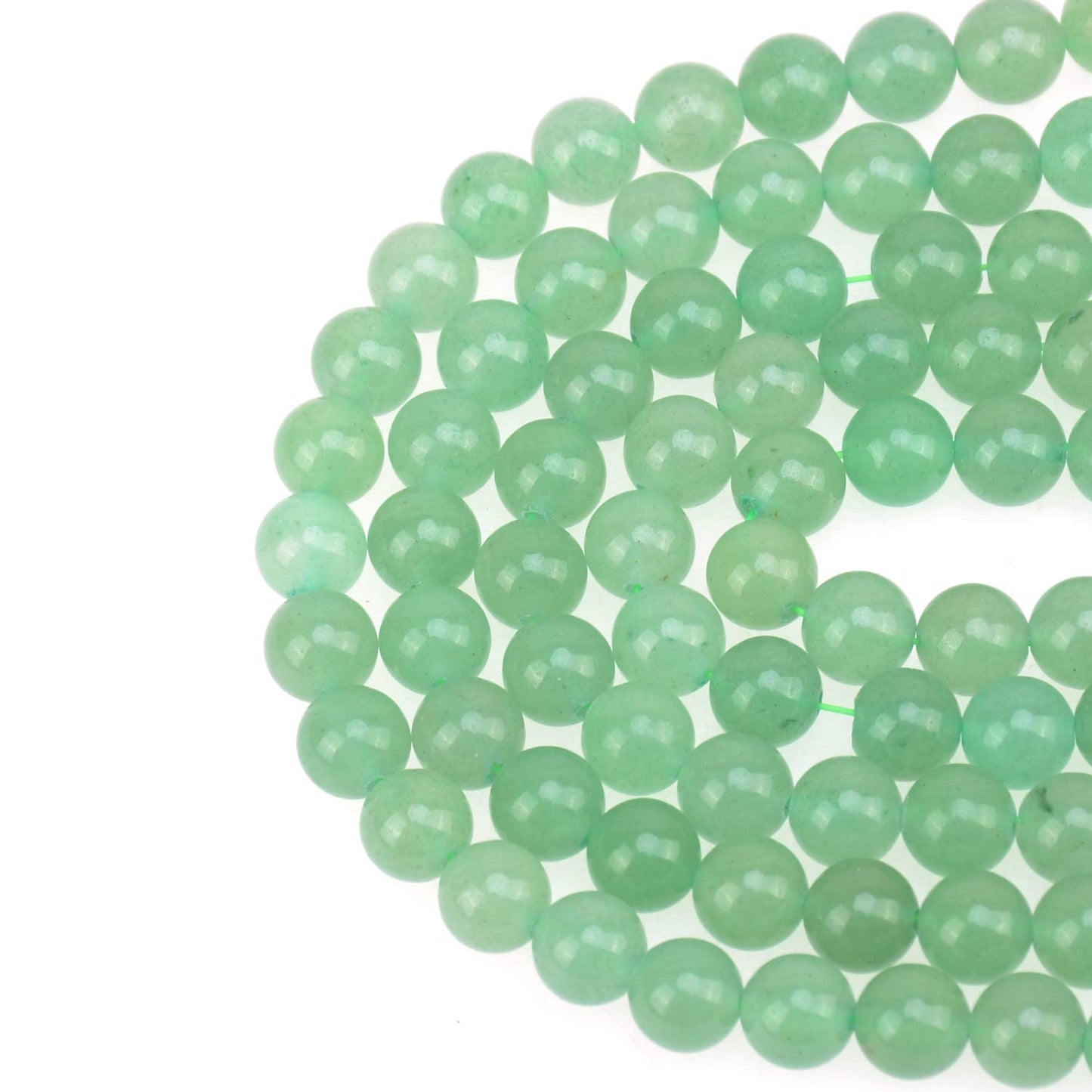 LPBeads 100PCS 8mm Natural Green Aventurine Beads Gemstone Round Loose Beads for Jewelry Making with Crystal Stretch Cord
