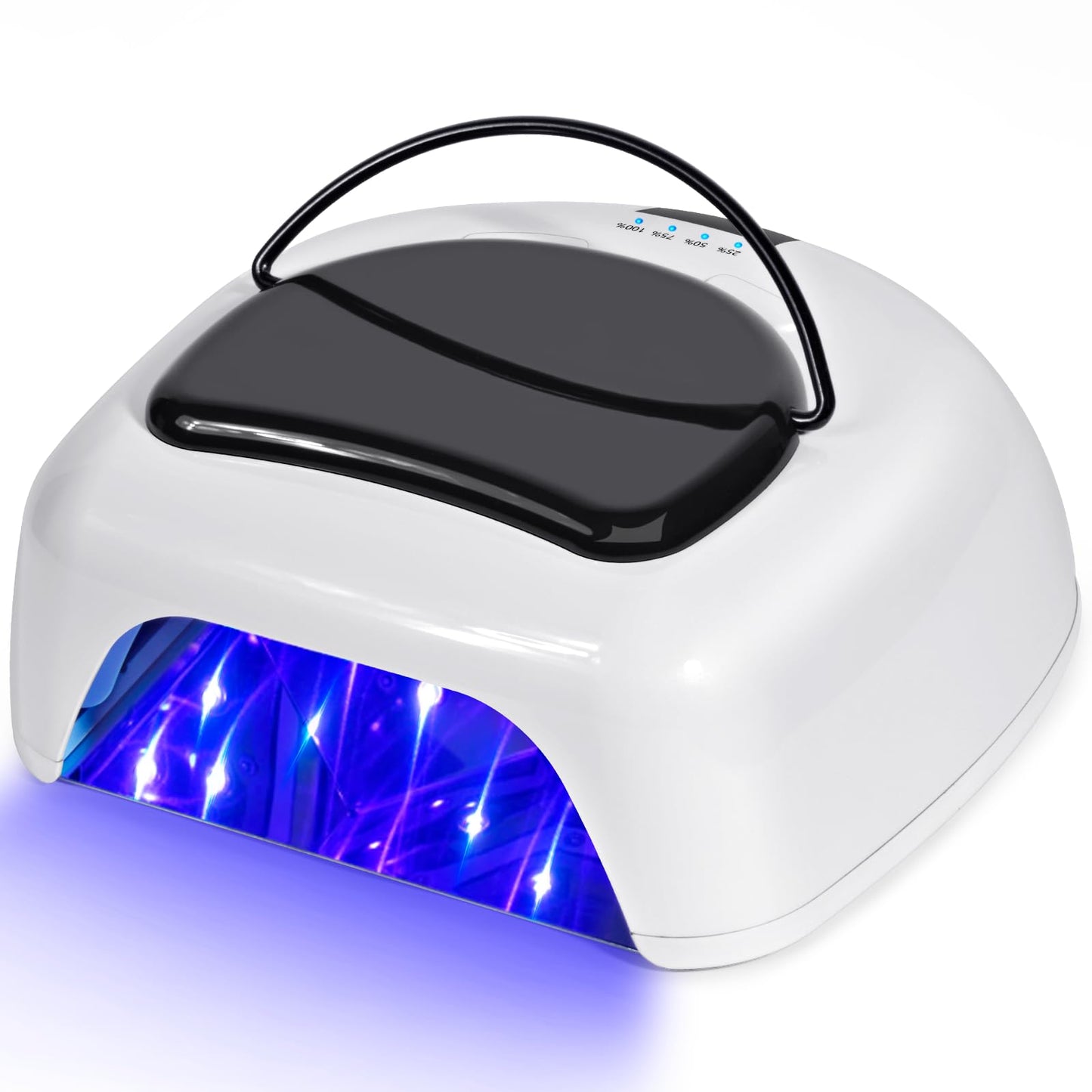 Ludysic Professional Rechargeable 96W UV LED Nail Lamp, Cordless Nail Dryer with 4 Timer Settings, Smart Sensor, Removable Metal Base Fast Curing Lamp for Salon and Home,White&Black