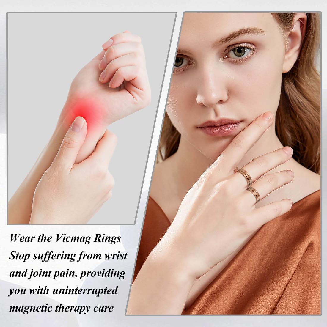 Vicmag Copper Magnetic Ring for Women, Ladies Fingers Thumb, 100% Solid Pure Copper Jewelry Gift
