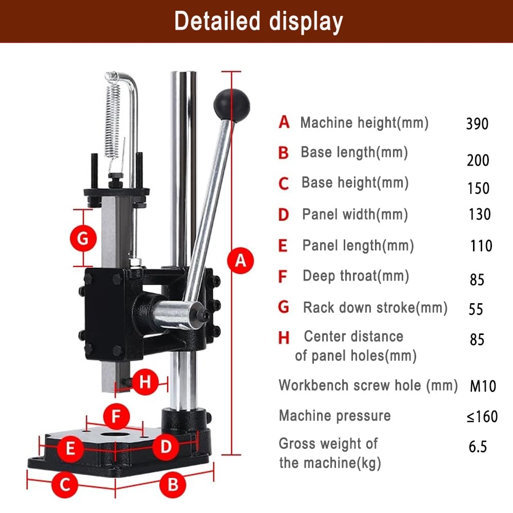 GUILOPOER Leather Hole Puncher Hand Punching Machine Manual Press Puncher Punch Tools for DIY Craft (with Chuck, PP Plate and 20 pcs Tools and Aluminum Plate for Leather DIY Craft)