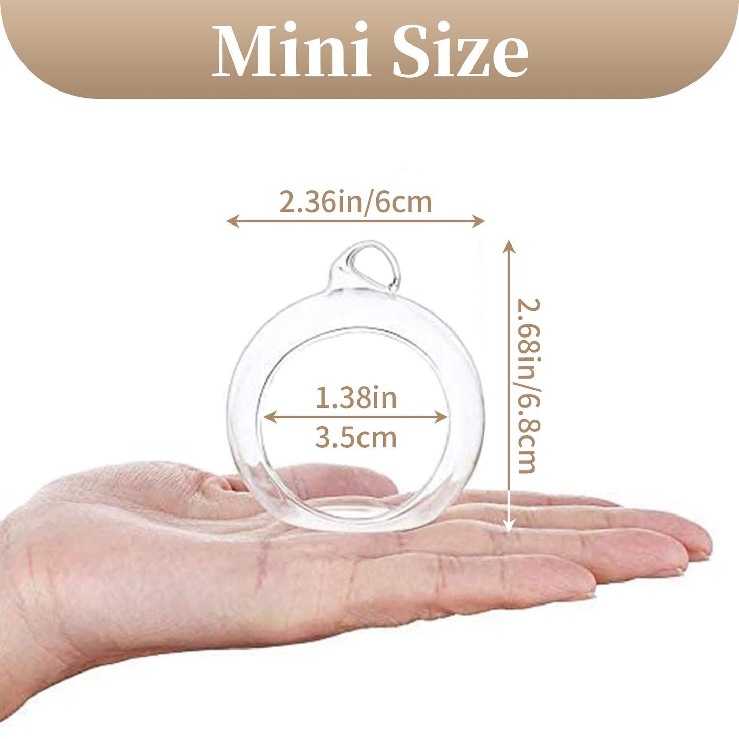 Sziqiqi Hanging Glass Globes Orbs Tea Light Candle Holders fillable with Trinkets for Wedding Ornaments, Wedding Birthday Christmas Party Centerpiece Accessory 2.36inch 30pcs +6 Extra