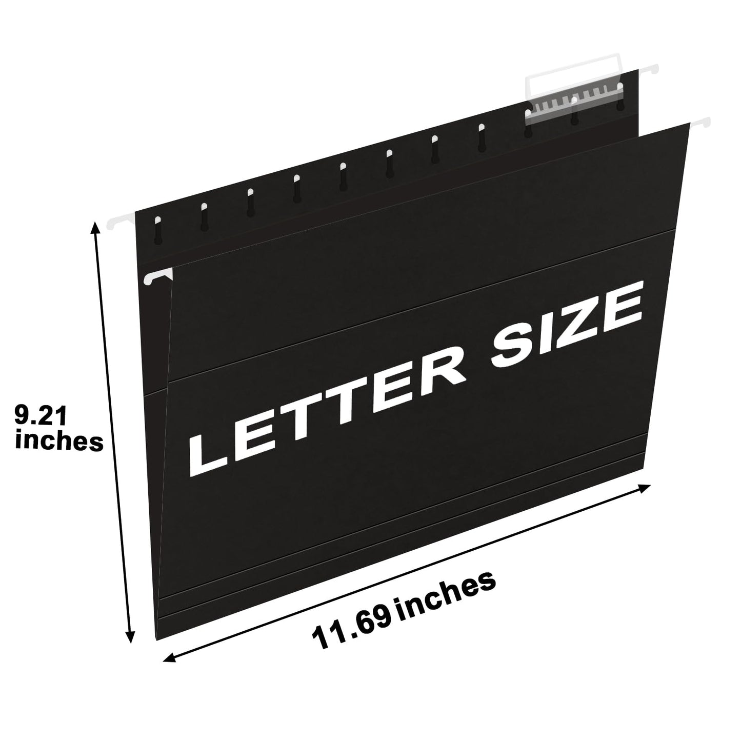 HERKKA Hanging File Folders, 60 Pack Reinforced Letter Size Hanging Folders, Designed for Bulky Files, Filing Cabinet, 1/5-Cut Adjustable Tabs (Black)