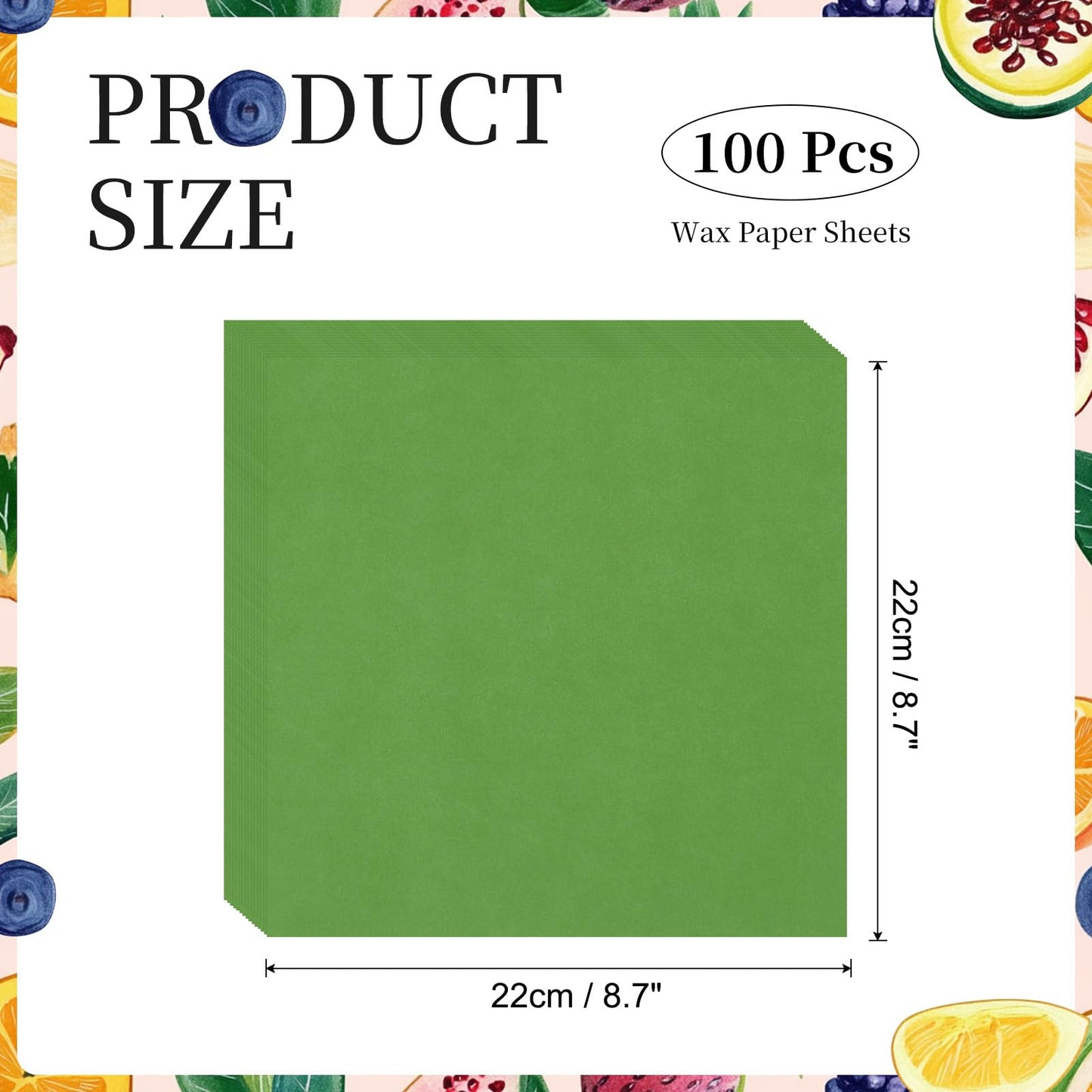 uxcell 100 Pcs Wax Paper Sheets for Food, 8.7 x 8.7 Inch Greaseproof Wrapping Paper Sheets, Square Food Basket Liners for Sandwich Hamburger Bread, Green
