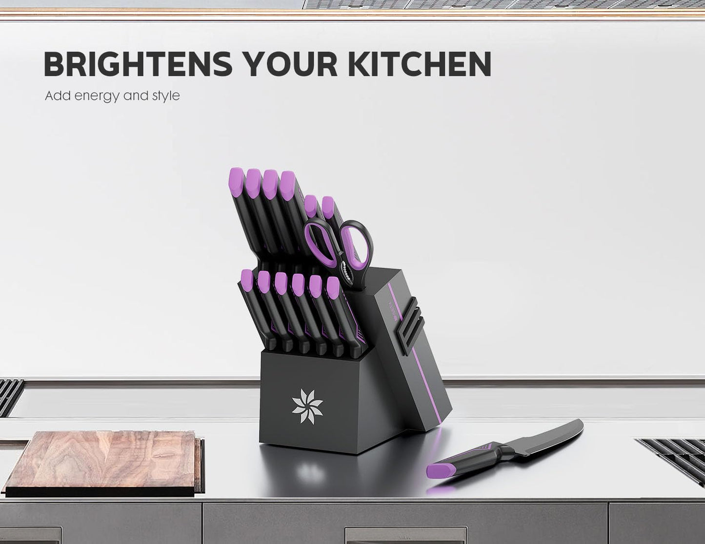 Knife Set - 15 PCS Kitchen Knife Set with Built-in Knife Sharpener Block - Stainless Steel Knife Block Set - Dishwasher Safe, Elegant Box for Men Women, Mothers Day