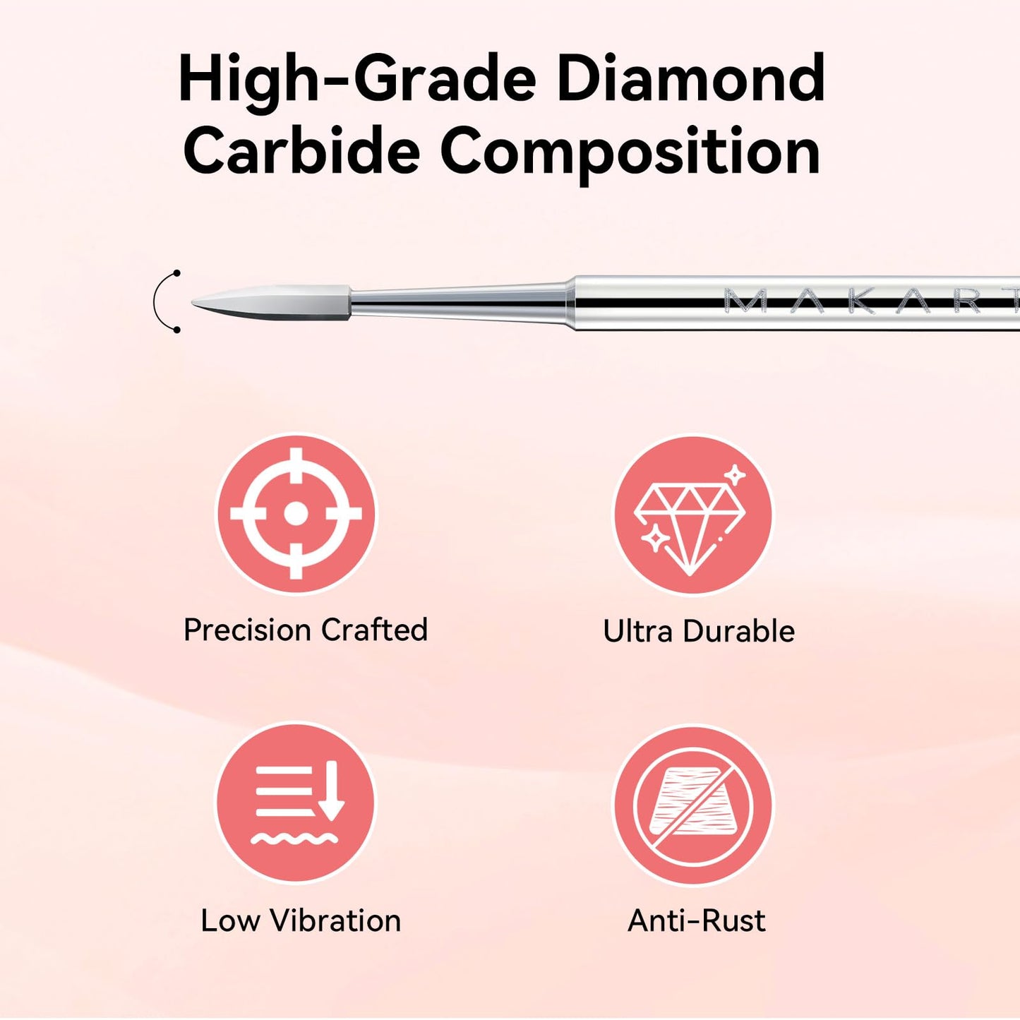 Makartt Flame Cuticle Nail Drill Bit - 3/32" Shank Tungsten Carbide Bit for Nail Drill Machine Professional Shape Bit for Cuticle Cleaning, Smooth Gel Nails,Sidewall, Dead Skin & Nail Prep Silver