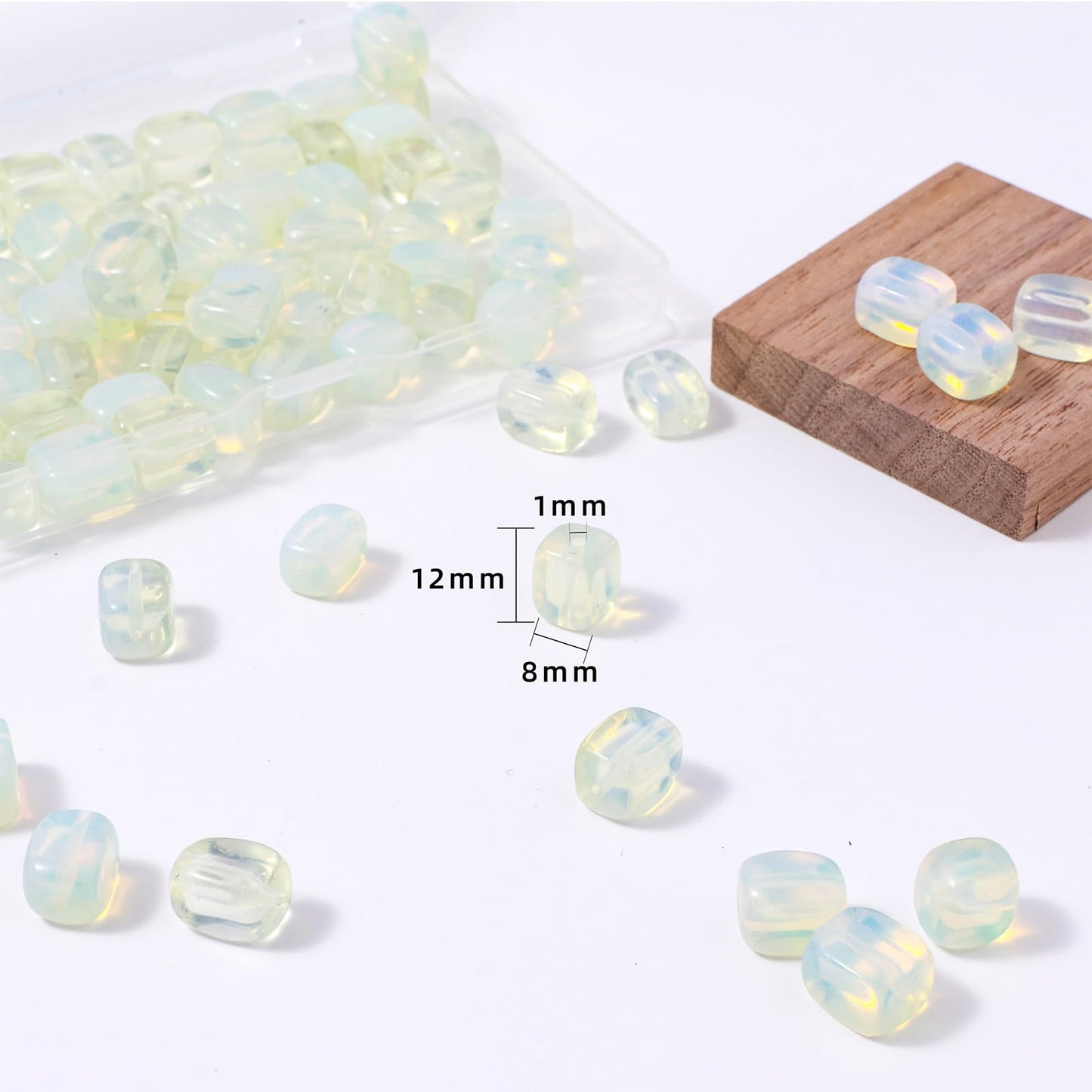 Natural Large White Opal Cube Stone Beads 8x11mm 38cm/str Loose Semi Gemstone Stone Square Beads for Making Bracelets Necklace
