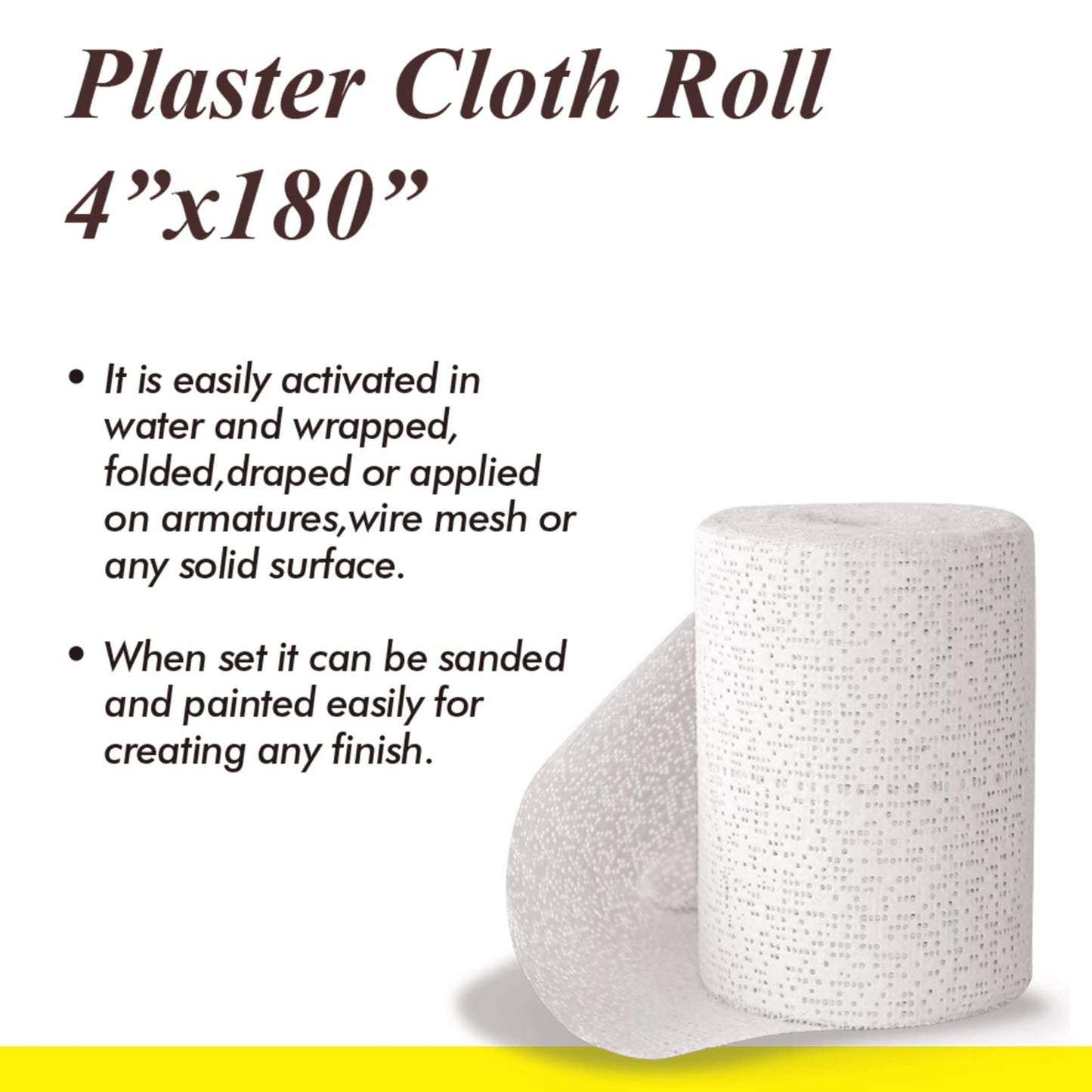 Falling in Art Plaster Cloth Rolls, 500gsm Plaster Strip, Plaster Gauze Bandages for Craft Projects, Mask Making, Belly Casts, Body Molds, 4inch x180inch, 4 Pack