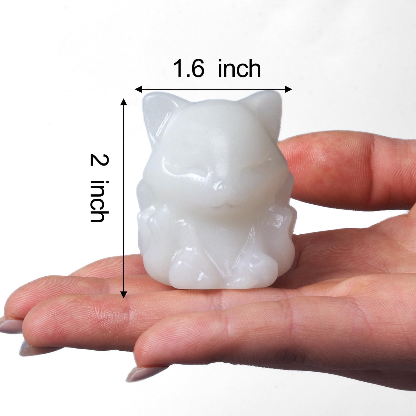 QLRSUXN White Marble Nine Tailed Fox Decor,2 Inch Healing Crystals Fox Statue,Lucky Guardian Pocket Fox Figurines as Women’s Gifts,Fox Figurine for Office Home Decor and Ornament.