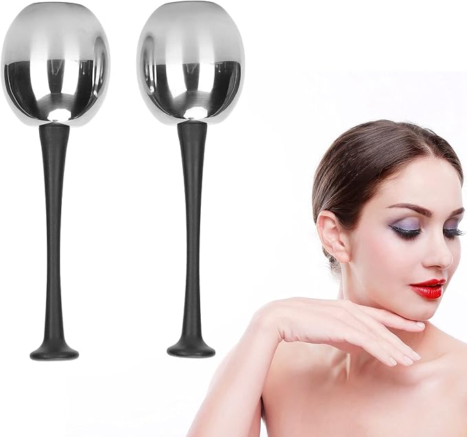 Ice Globes for Face, Facial Ice Glove, Facial Ice Globes Facial Globes Massaging to Reduce Swelling Stainless Steel Ergonomic Design Stainless Steel Ice Black Handle