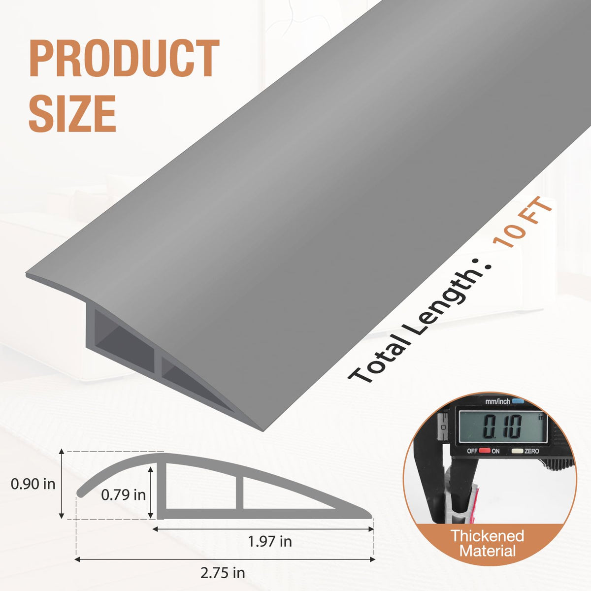 Floor Transition Strip Self Adhesive Vinyl Door Threshold Strip (10 Foot)