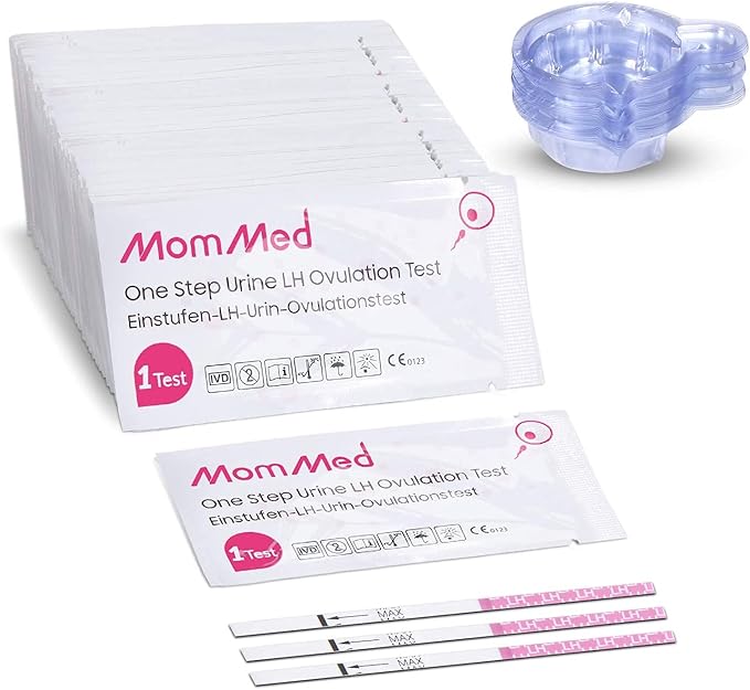 MomMed Ovulation Test Strips (LH60) with 60 Collection Cups, Reliable LH Surge Predictor OPK Kit, Accurately Track Ovulation Test, High Sensitivity Result for Women Home Testing