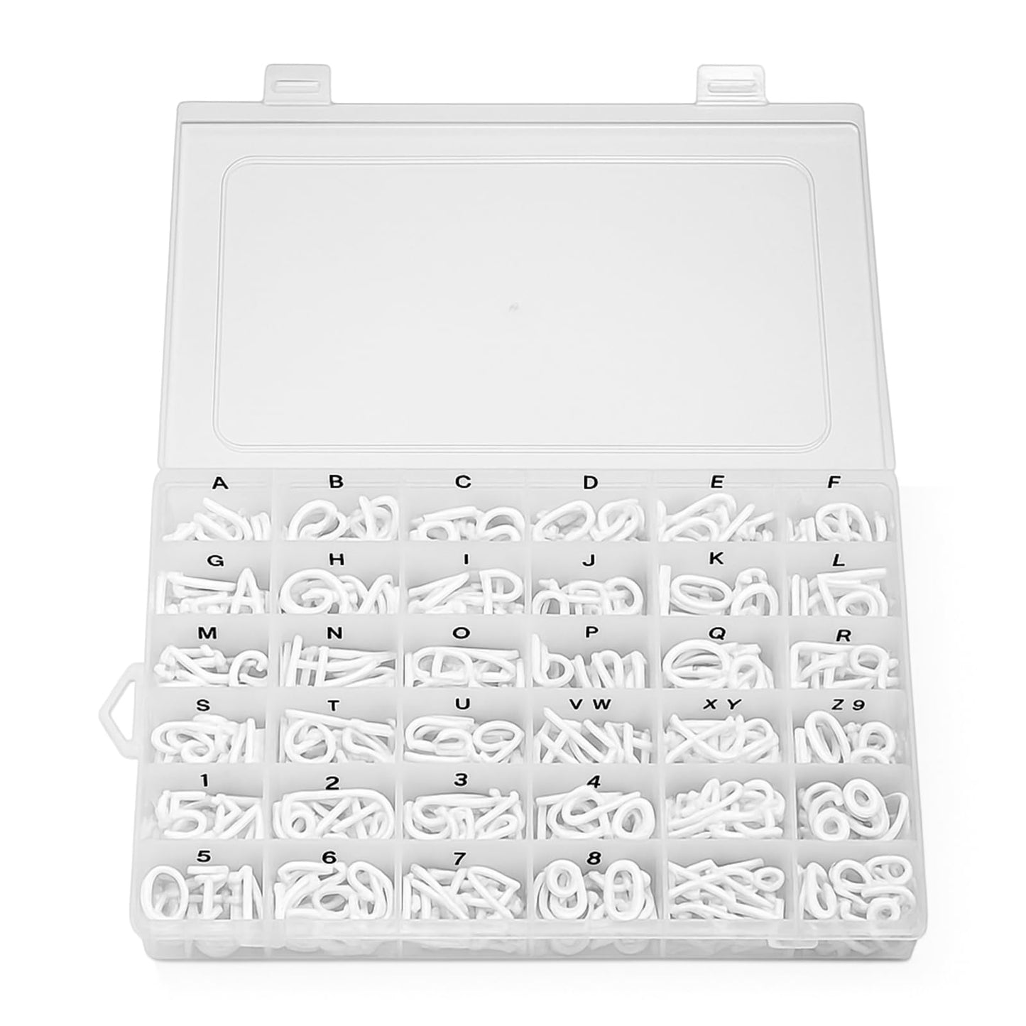 Dunzoom 390 Pieces Letter Board Letters with Plastic Organizer Box for Changeable Felt Board 3/4 White Letters, Numbers & Symbols for Felt Letterboard