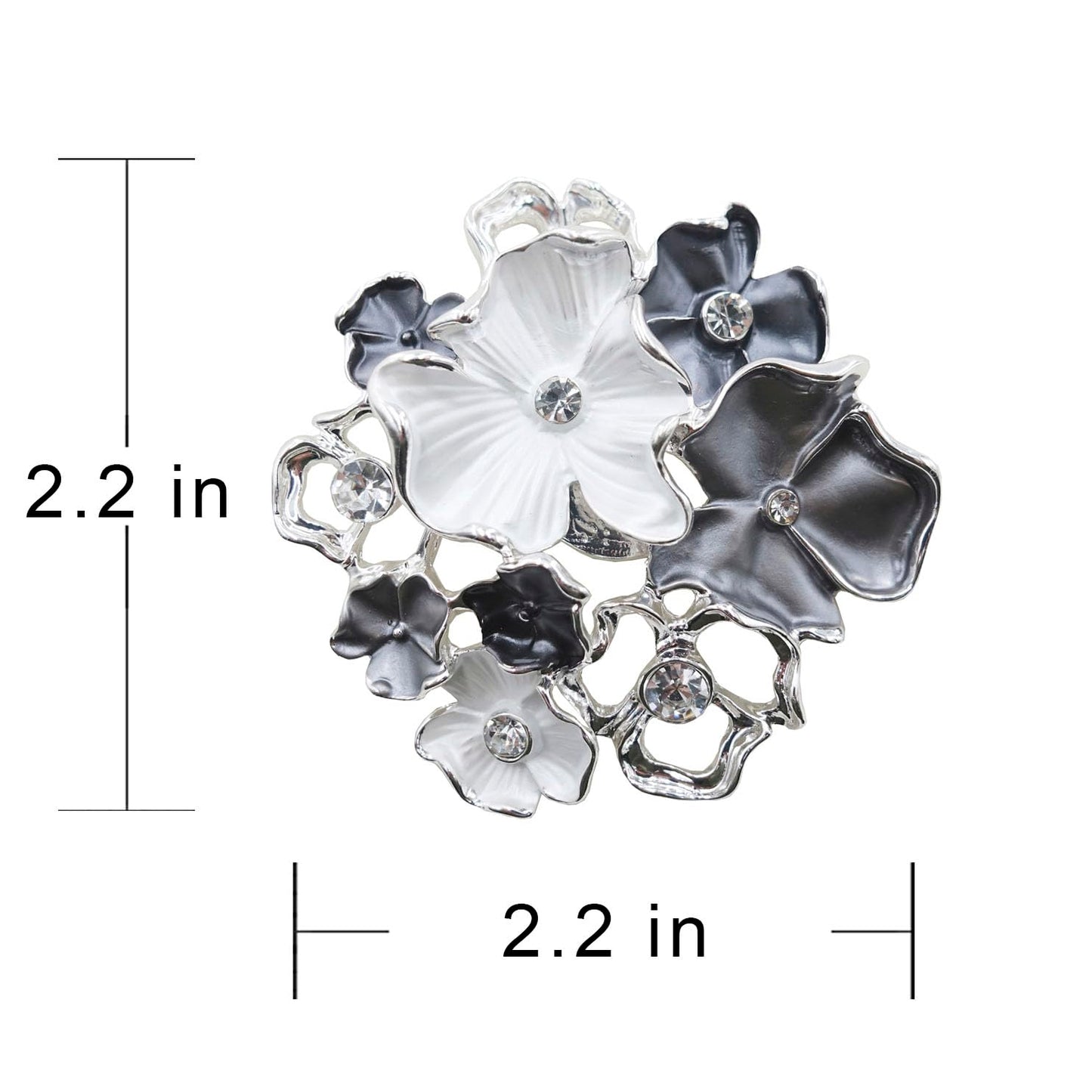 SinglinArt Flower Brooch for Women Rhinestone Crystal Jewelry