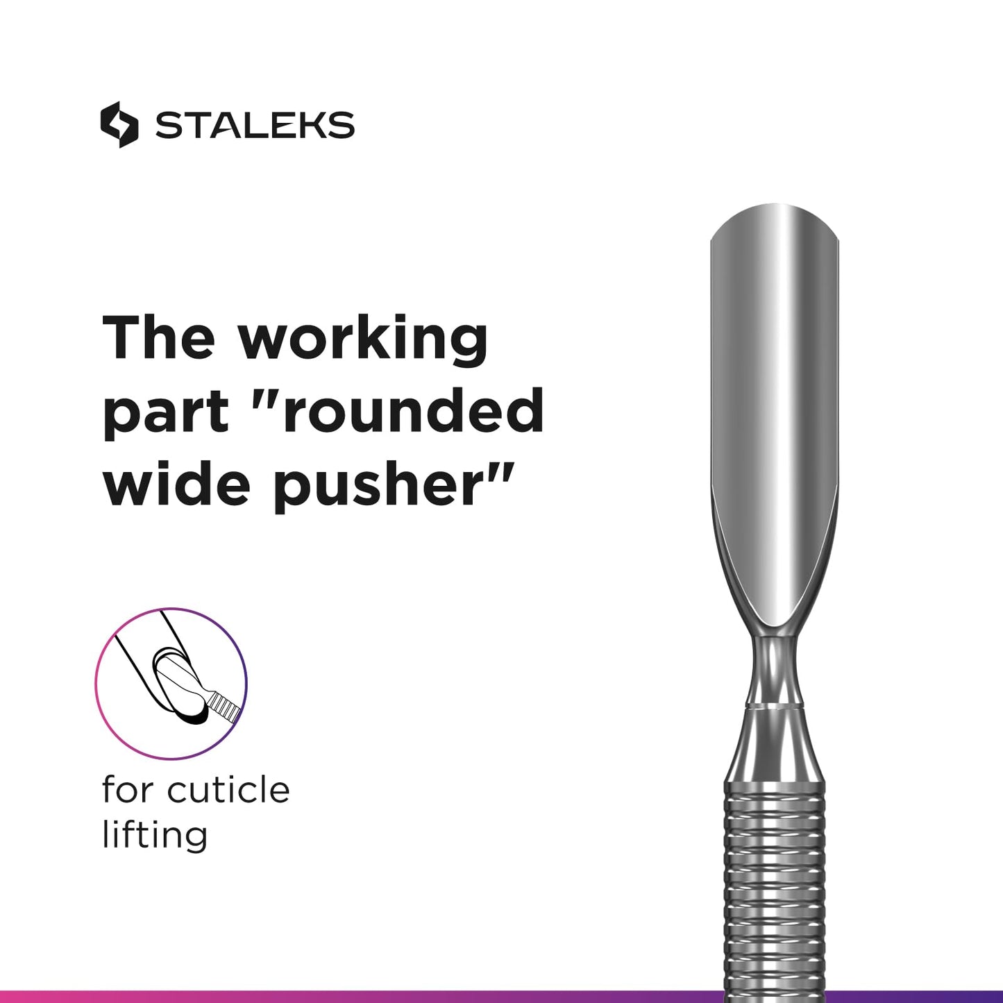 Staleks Pro Manicure Pusher Expert 30 Type 1 – Dual-Ended Rounded Pusher – Stainless Steel – Professional Cuticle Tool