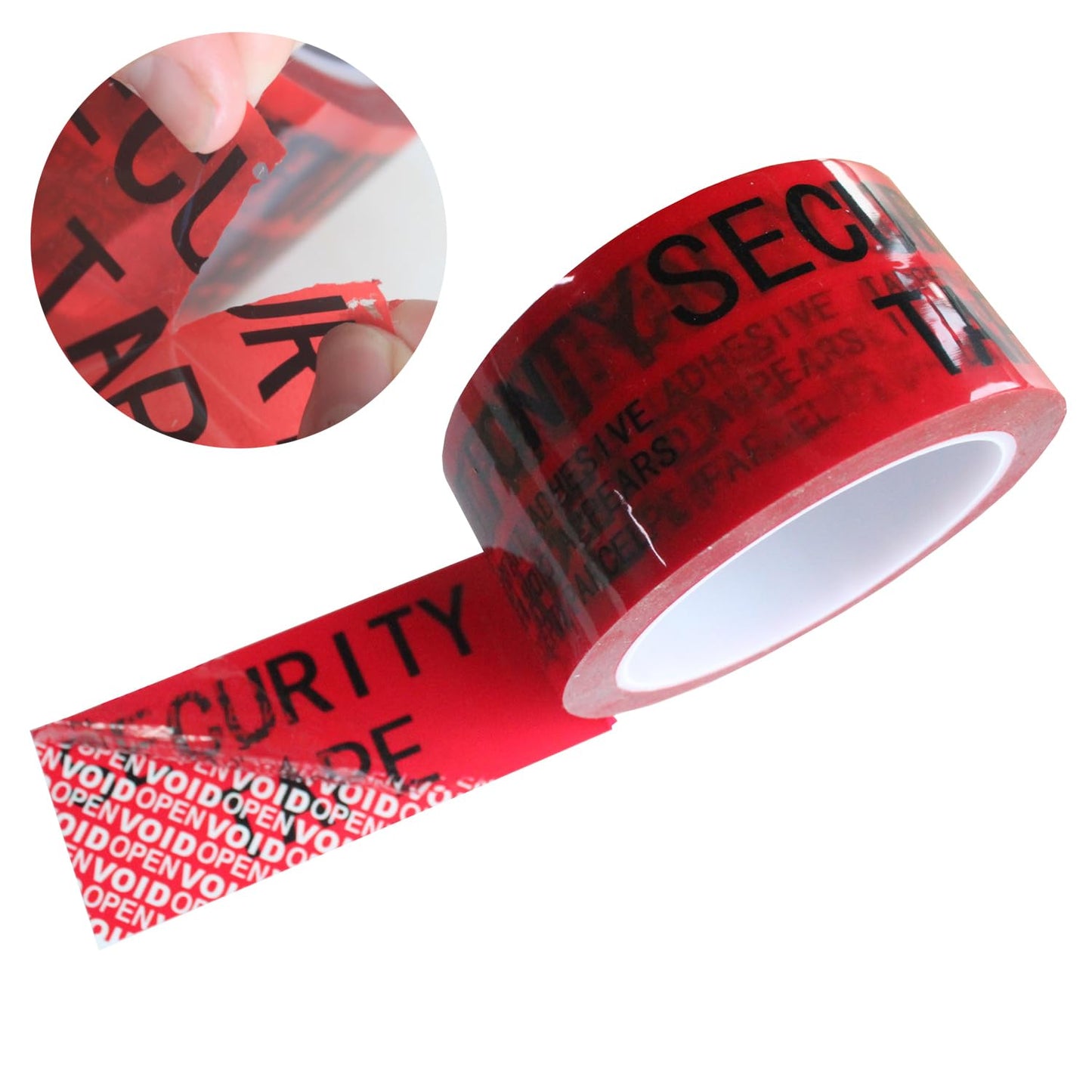 TamerSeals Group - 1 Roll Easy-to-Tear 100% Total Transfer Tamper Evident Security Packing Tape (Hand Tearable - No Scissors Needed, Ultra-Thick “Void” Film, 2 Inches x 55 Yards x 2 Mil, Red)