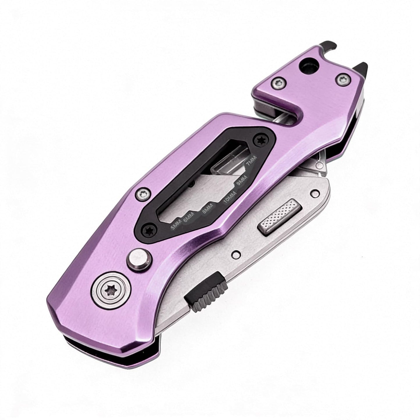 Utility Knife Folding Safety Lock Quick Change with 10 Extra SK5 Replacement Blade Lightweight Aluminum Handle & Pocket Clip Multi-Use Box Cutter Office Home Art Diy Great Gift Choice (UPG.V.Purple)