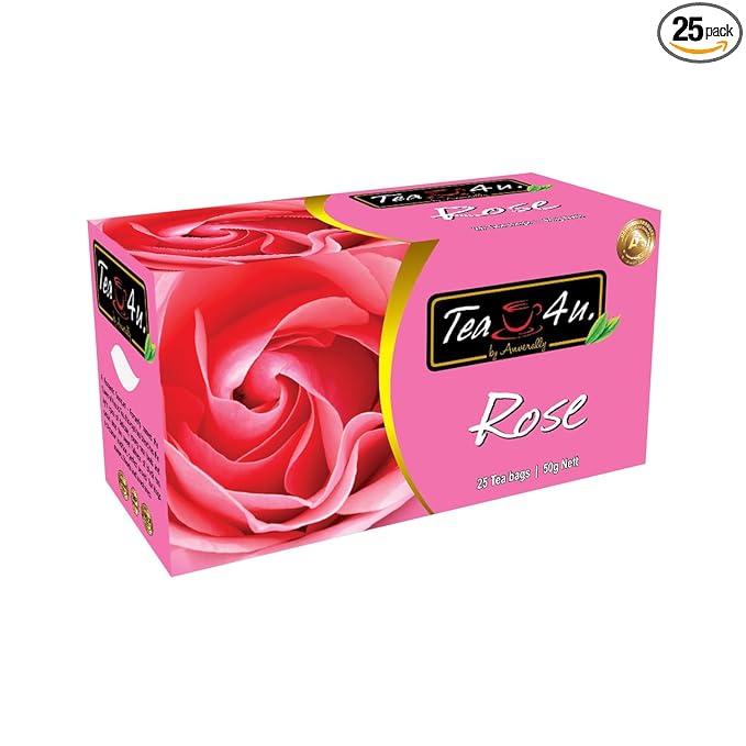 Tea4U Flavored Black Ceylon TeaBags (Rose) - Ideal Quality from Sri Lanka's Finest Leaves and Expertly Blended - 25 Count
