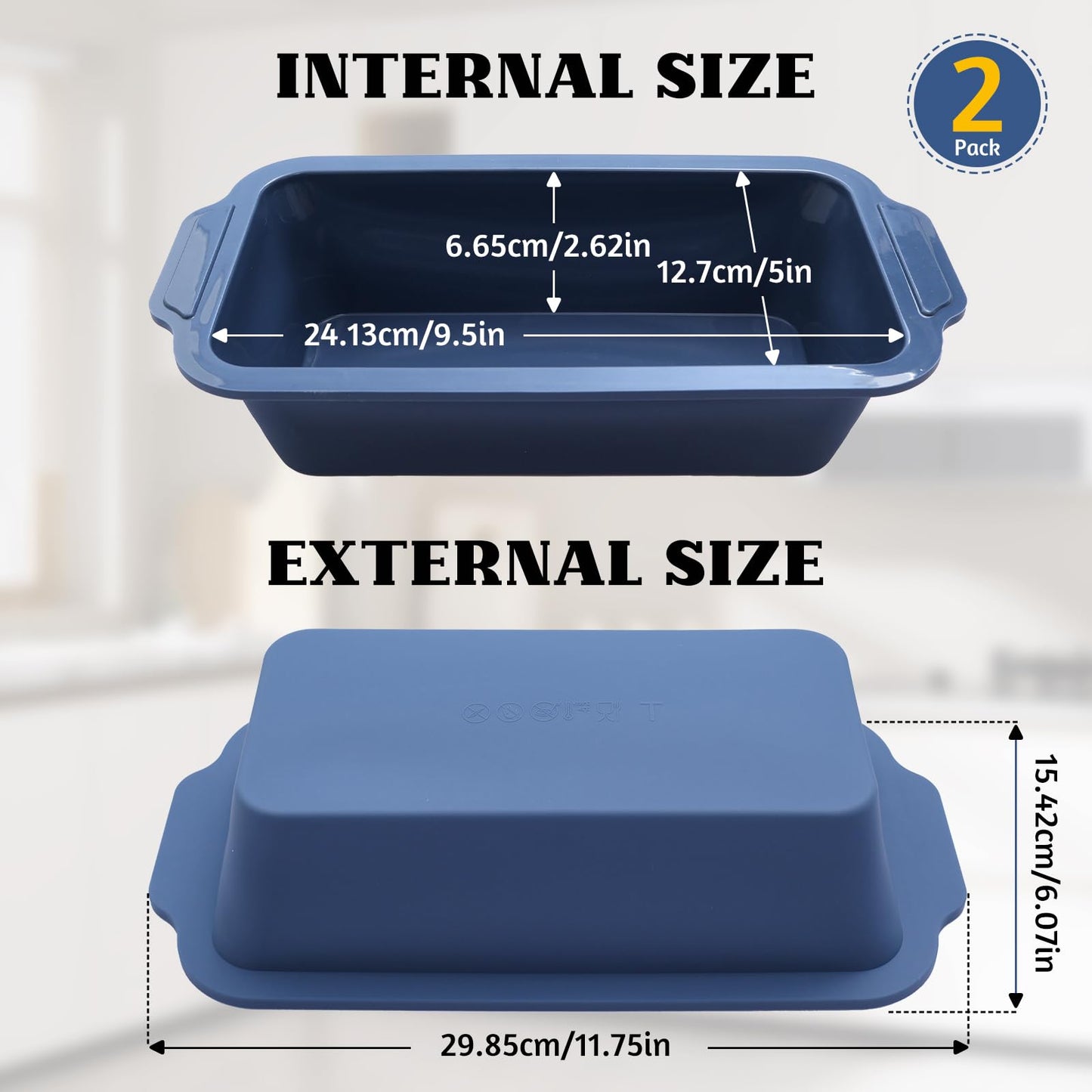 Bread Pan for Homemade Bread：9.5 x 5 Inch Silicone Loaf Pan for Baking with Metal Frame - Nonstick Banana Loaf Tin Tray for Sandwich Sourdough Pumpkin Sour Dough - for Oven Kitchen Home Bakers