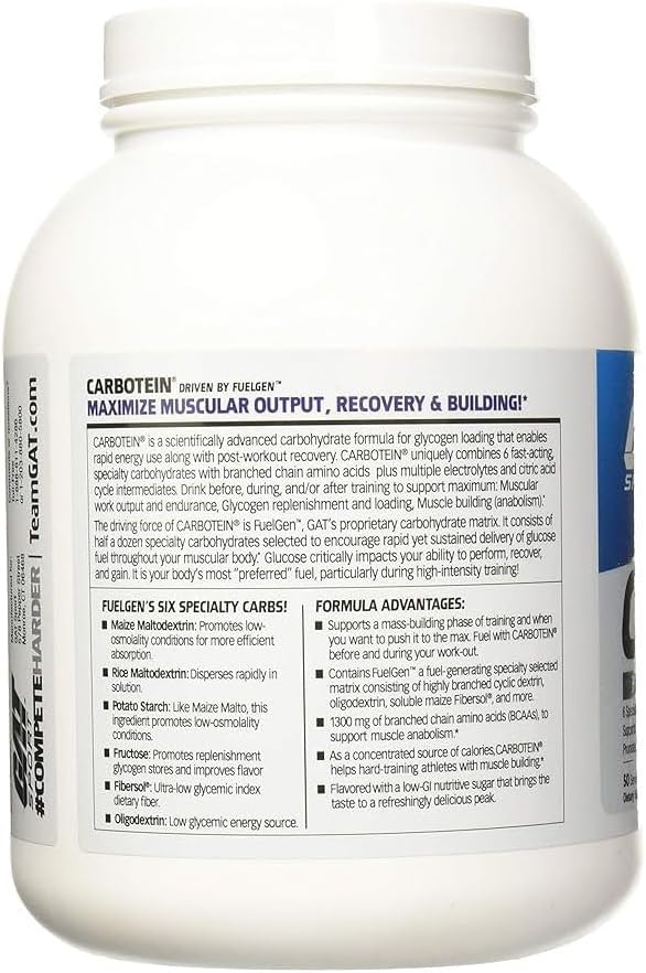 GAT SPORT Carbotein High-Performance Glycogen Loader, 50 Servings (Grape)