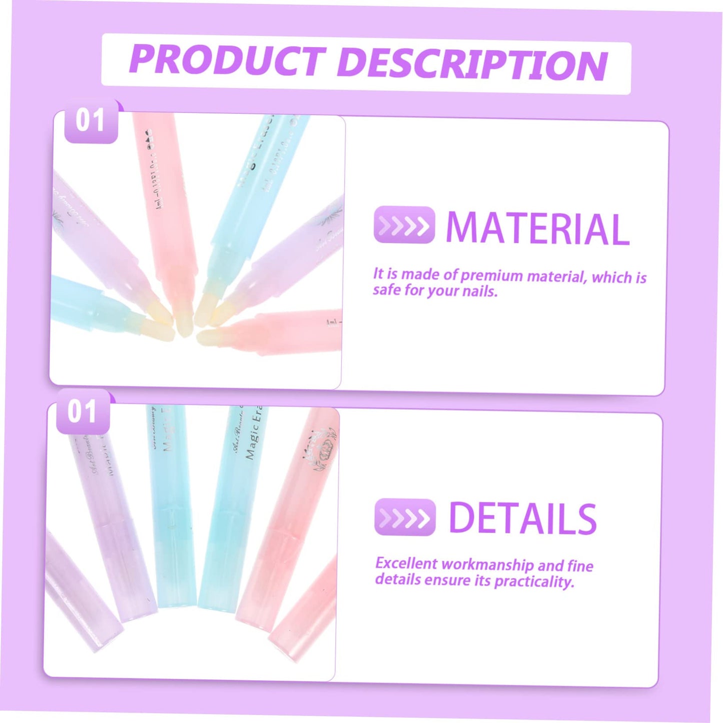 LOLIPPYY 6Pcs Nail Polish Corrector Pen Set Nail Art Correction Tool for Manicure Cuticle Touch-Up and Decontamination Suitable for Salon Use