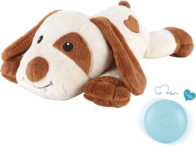 WEOK Puppy Heartbeat Toy for Separation Anxiety Relief, Heartbeat Stuffed Animal Anxiety Calming Behavioral Aid Plush Toy for Dogs Cats Pets