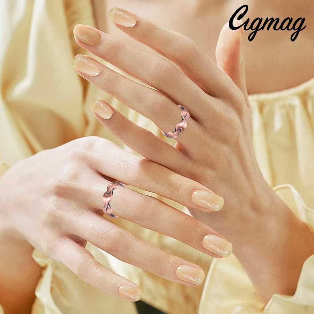 Cigmag 7X Copper Rings for Women - Pure Copper Ring - Adjustable with Present Box (2PCS)