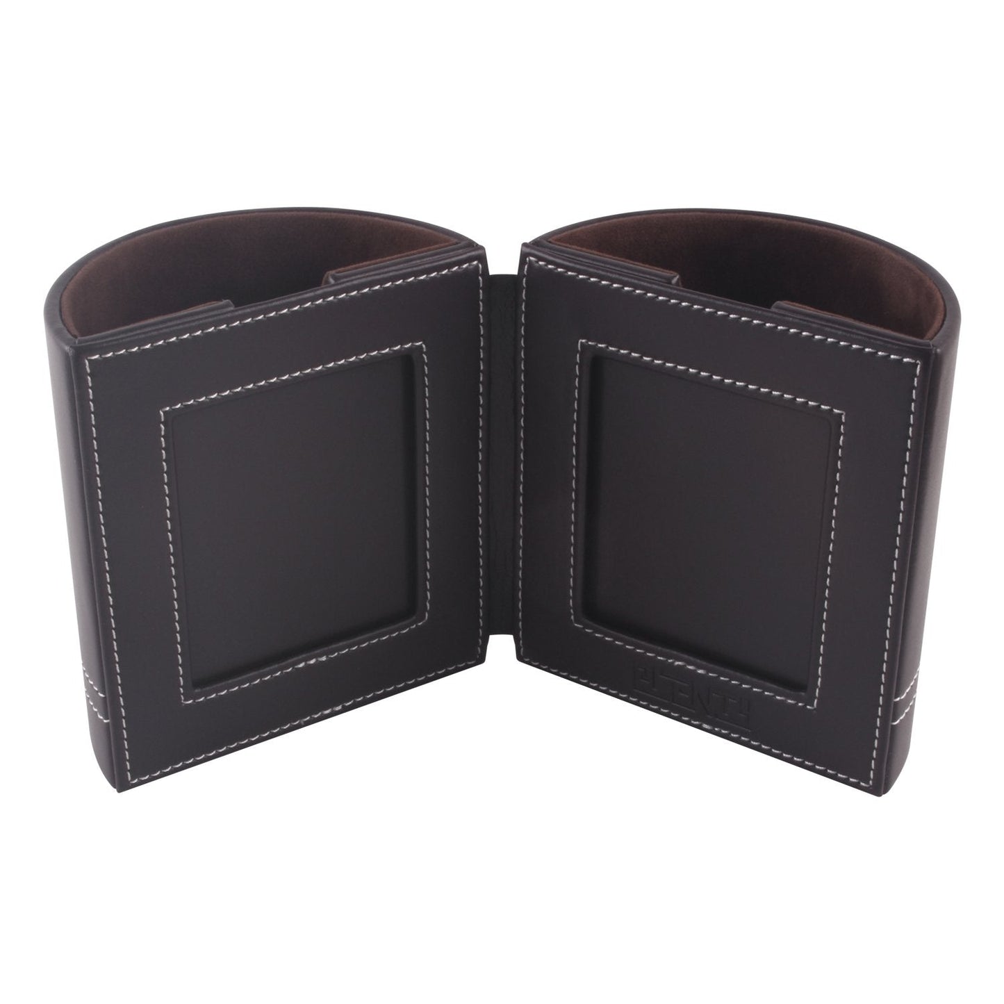 PLENTY Leather Pencil Cup Pen Holder with Photo Picture Frame, Desk Stationery Organizer with Magnetic Clasp for Home and Office Gift (Brown)