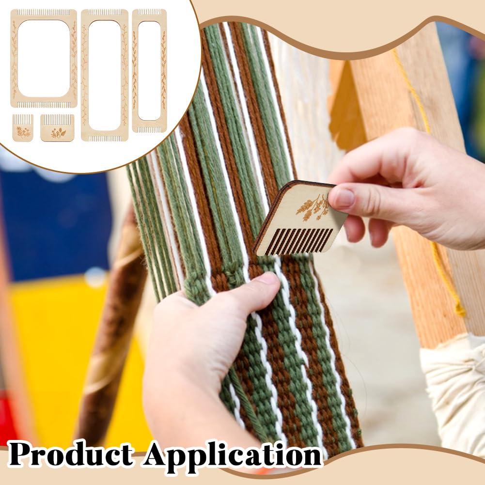 BENECREAT 5 Pcs Rectangle Weaving Loom Kit, 5 Styles Bookmark Weaving Tool, Loom Tool for Beginners and Weaving Enthusiasts