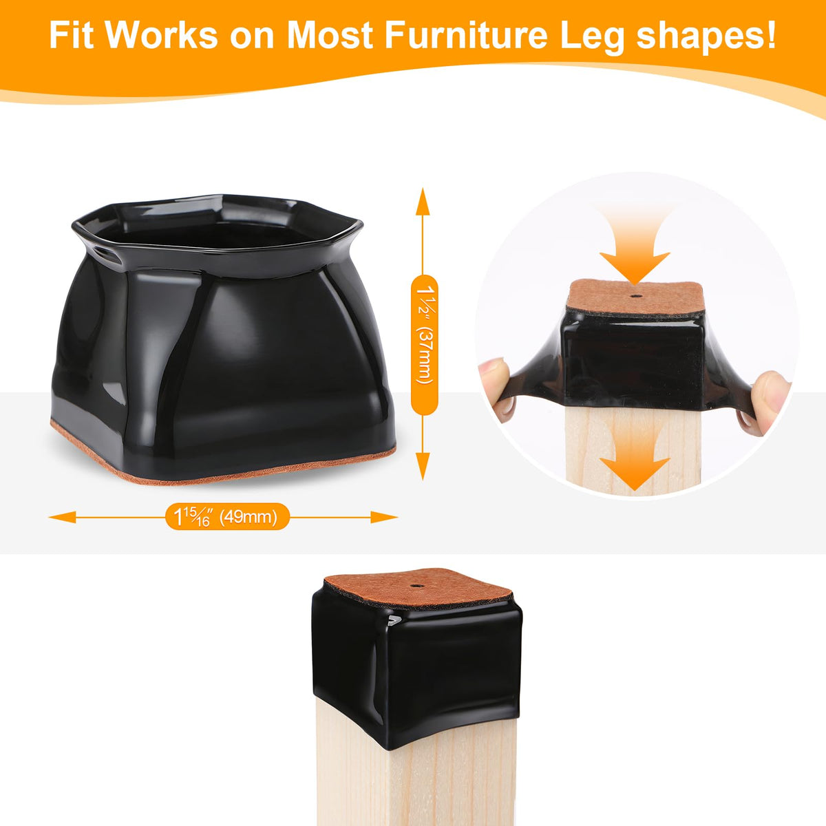 24 Pack Square Chair Leg Floor Protectors for Hardwood Floors (24 Count)