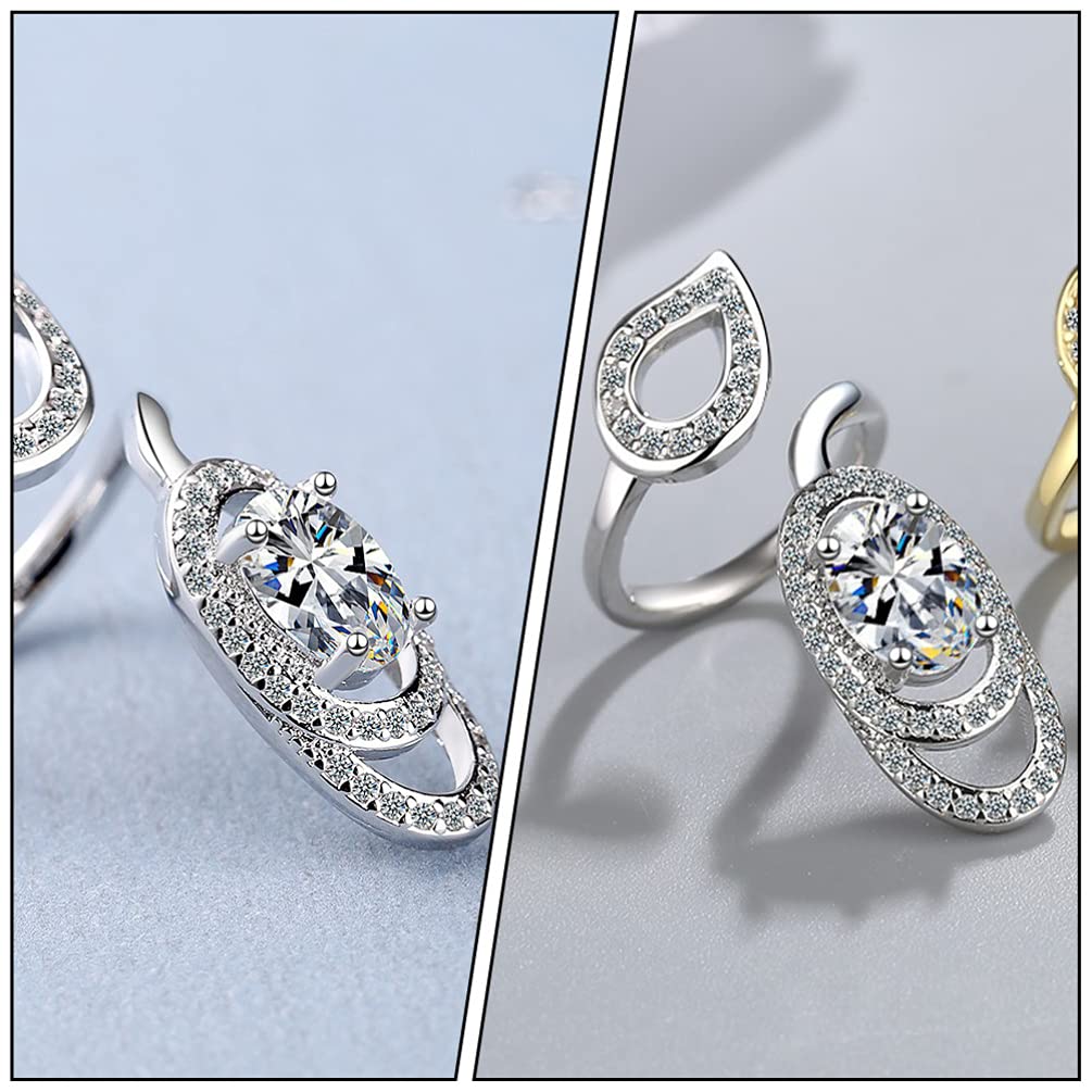 Holibanna Adjustable Open Fingernail Ring Rhinestone Nail Decorative Jewelry for Women Fingertip Nail Ring Party Hand Accessories