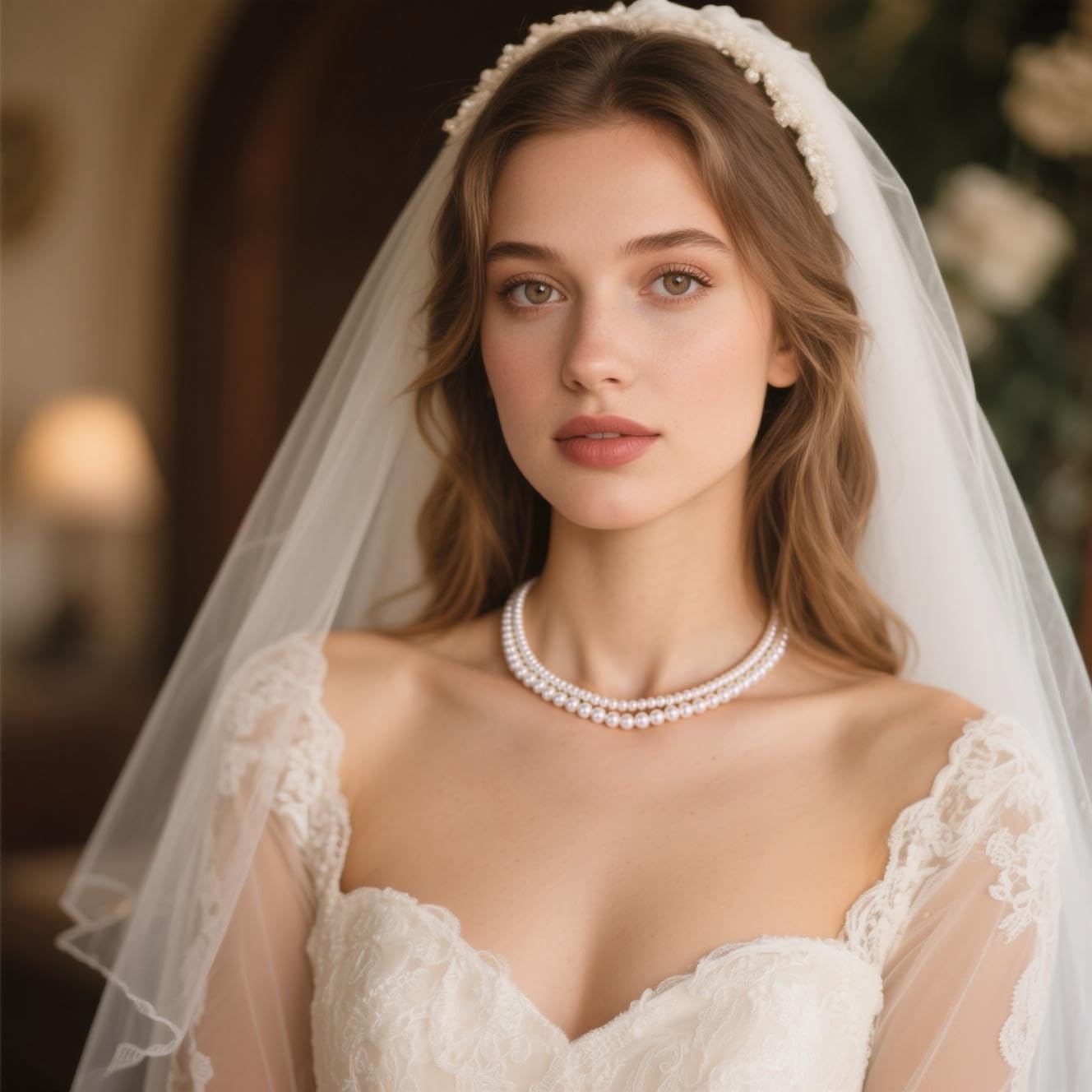 Lookray Pearl Necklace for Women Dainty 6MM Round Imitation Pearl Choker Necklace Simple Multilayer ‌Pearls Choker Fashion Wedding Pearls Jewelry for Brides
