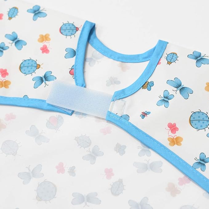 Short Sleeve Waterproof Bib for Toddlers – Easy Clean Feeding Apron for Mealtime, Daycare, Self-Feeding, Lightweight