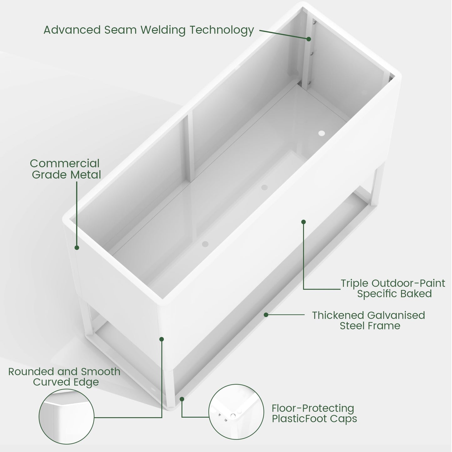 Modern Raised Metal Planter Box with Legs,38"L x 15"W x 30.5"H Outdoor Rectangular Planter,Durable All-Weather Use Elevated Planter for Commercial Patio, Balcony & Porch | Rounded Corner Design(1PCS)