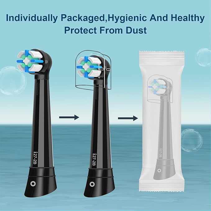 iO Replacement Heads Compatible with Oral B iO 2/3/4/5/6/7/8/9/10 Series Electric Toothbrush,IO Toothbrush Heads Compatible with Oral B iO,Medium-Hard bristles Care for Your Teeth,Black