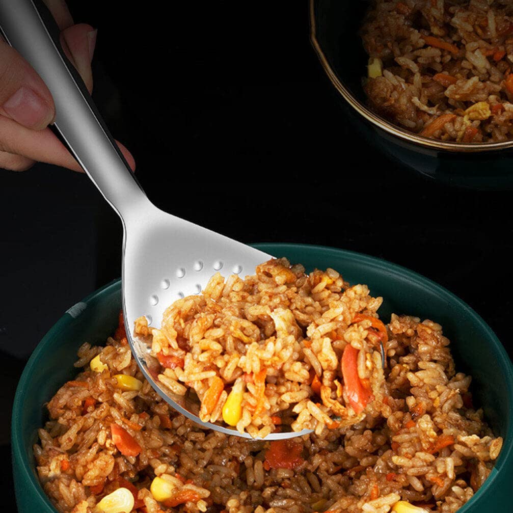 Kichvoe Stainless Steel Rice Spoon Set 2Pcs Rice Paddle Scooper for Cooking and Serving Kitchen Utensils Easy to Clean 8.07In Length