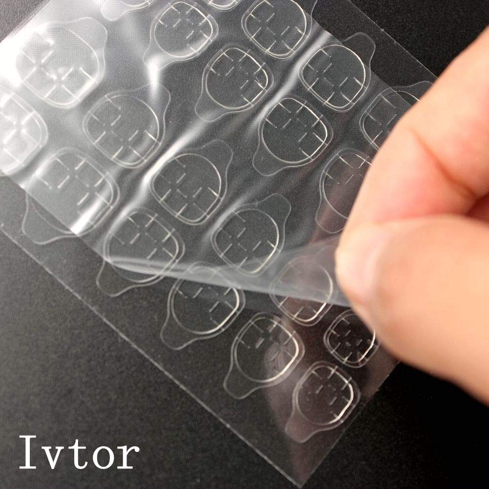 Ivtor Nail Adhesive Tabs, 20 Sheets (480pcs), Transparent, Waterproof, Variety Pack, Press-On Nail Adhesive Tabs