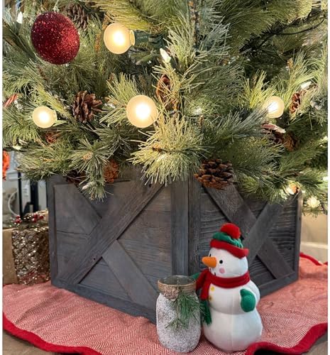 BARNWOODUSA Reclaimed Wood Tree Collar or Box – Rustic Tree Skirt Replaceme